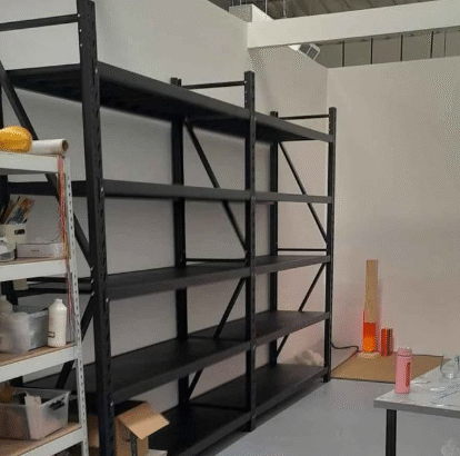 Boltless rack with full metal shelves Black